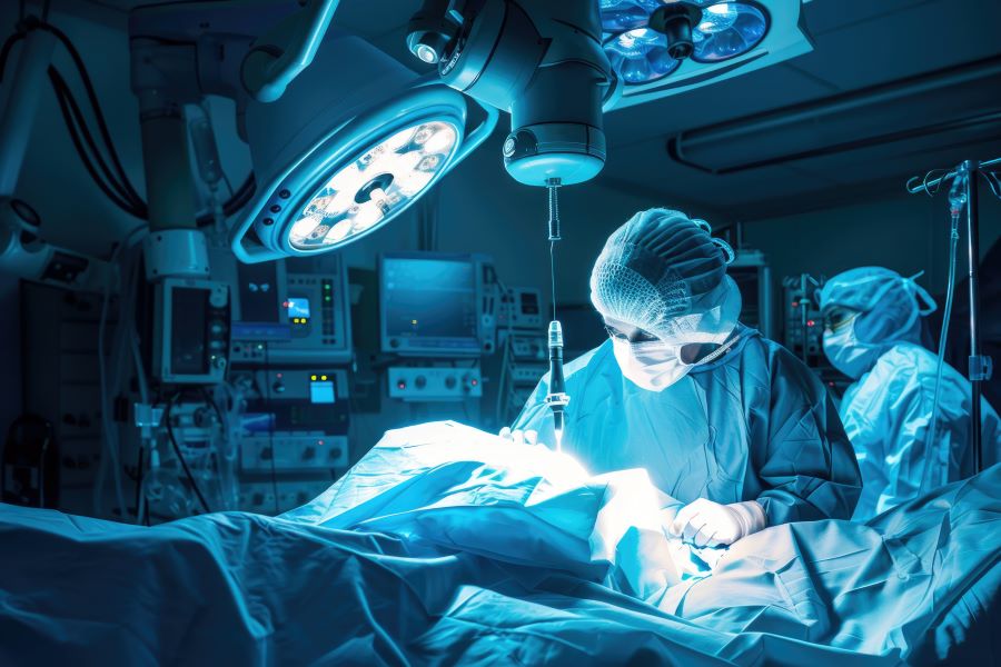 Aufnahme einer Operation, die mit pr&auml;zisionschirurgischen Instrumenten durchgef&uuml;hrt wird