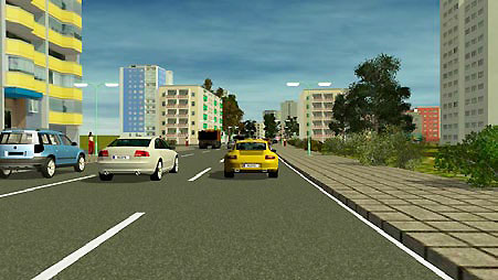 In dieser virtuellen Realität möchten Wissenschaftler zukünftig Fahrassistenzsysteme unter möglichst realistischen Bedingungen erproben. 