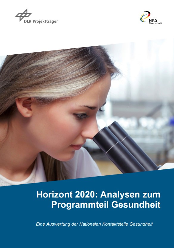 Titelbild der Broschüre "Horizont 2020: Analysen zum  Programmteil Gesundheit"