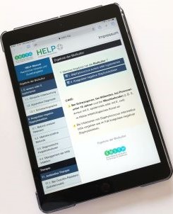 Foto der geöffneten HELP-App