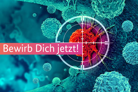 Symbolbild von Zellen mit Schriftzug „Bewirb Dich jetzt“